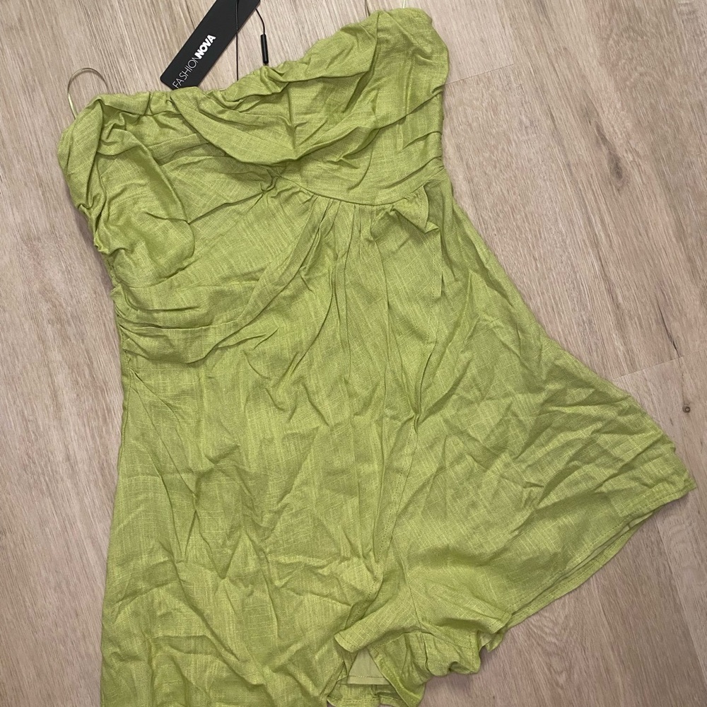 Green Strapless Romper